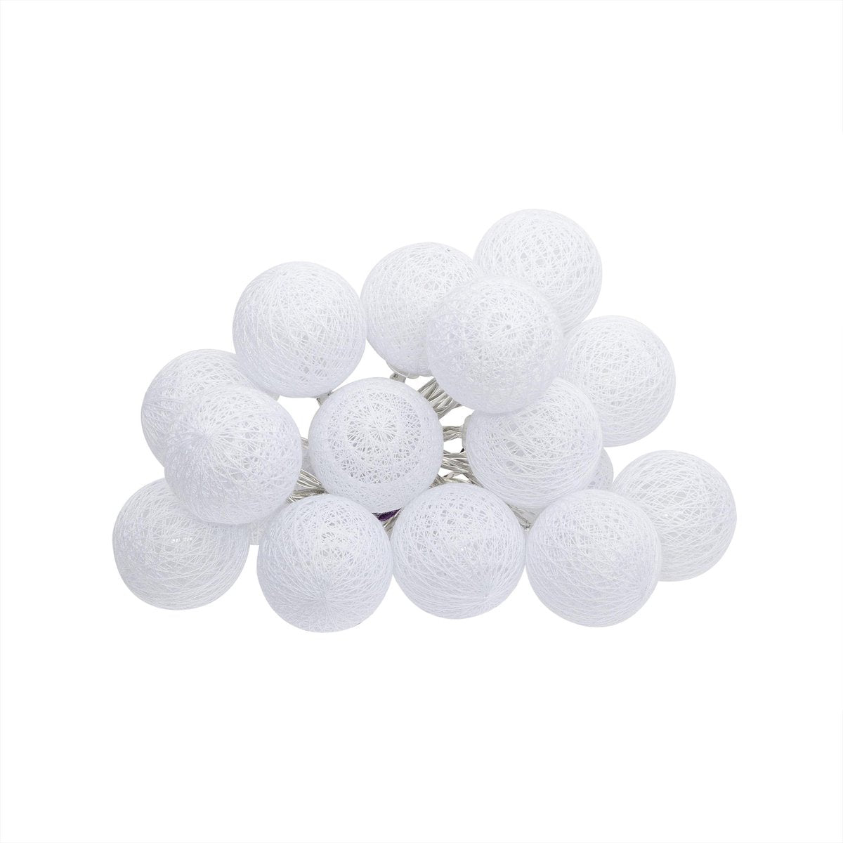 Atmosphera LED Party Lighting Boules folkloriques blanc - Guirlande lumineuse en coton - Boule de coton - 16 Boules - Dia 3,5 cm - Guirlande