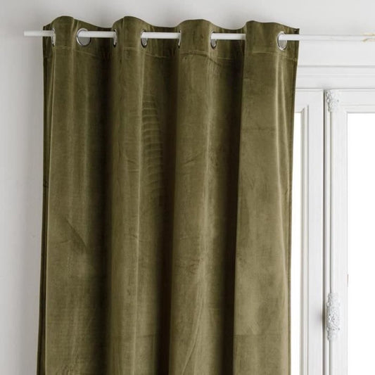 Velvet blackout curtain - 140 x 260 cm - Khaki green