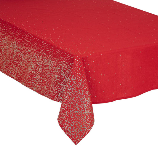 Tafelkleed Roodkleurig met Glitter (Zilver OF Goud) 140x360cm - Kerst - Kersttafellaken