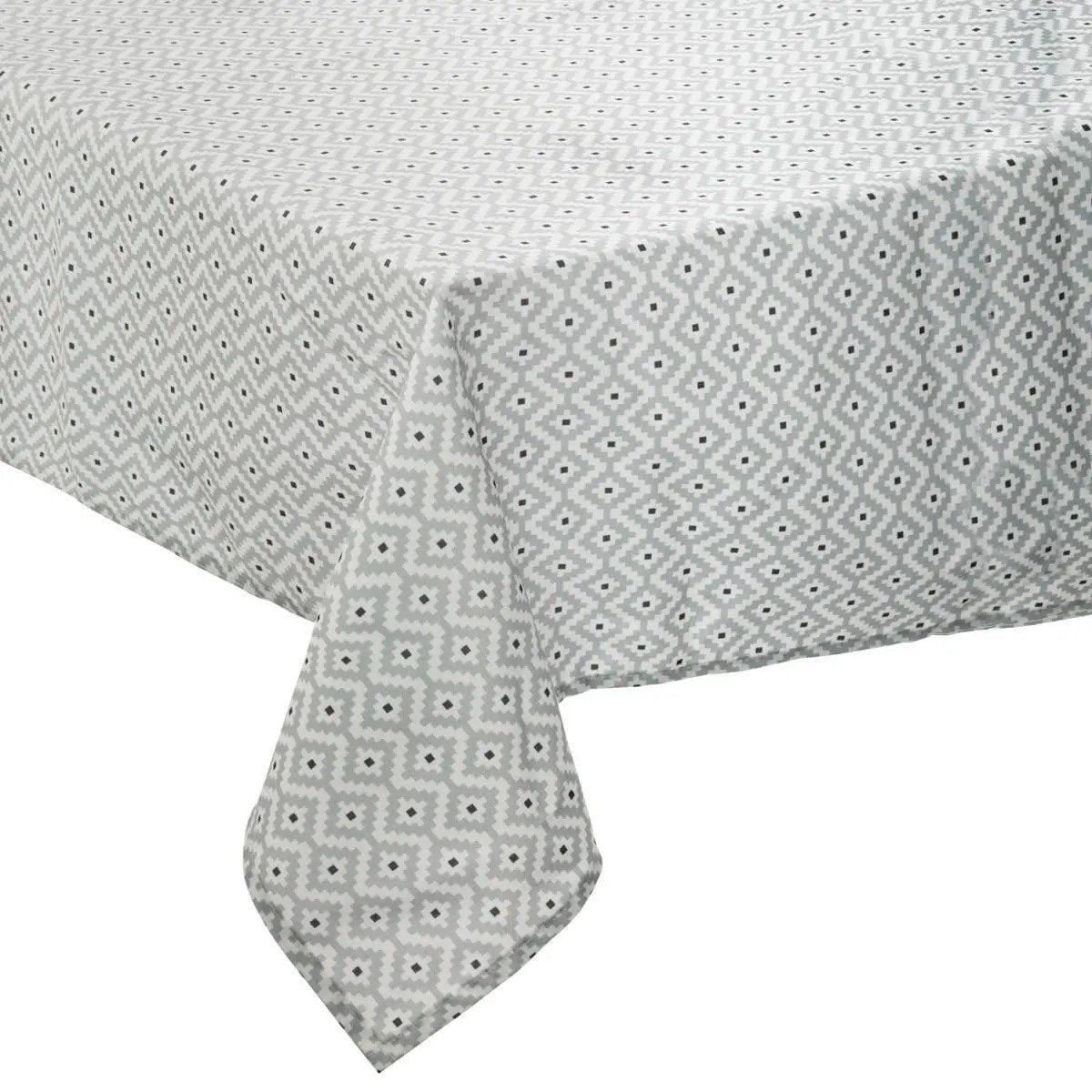 Tafelkleed van polyester rechthoekig 240 x 140 cm - grijs met print - Eettafel tafellakens