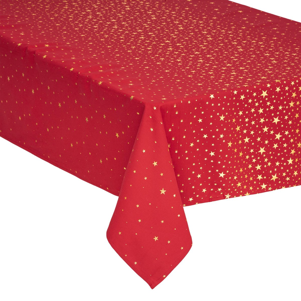 DELUXE tafelkleed kerst katoen - Rood met gouden of zilveren sterren - 140 x 240 cm - Katoen - Kersttafelkleed