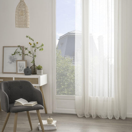 Atmosphera Rideau Voilage Anissa 135x260cm - Prêt à poser avec anneaux - Beige