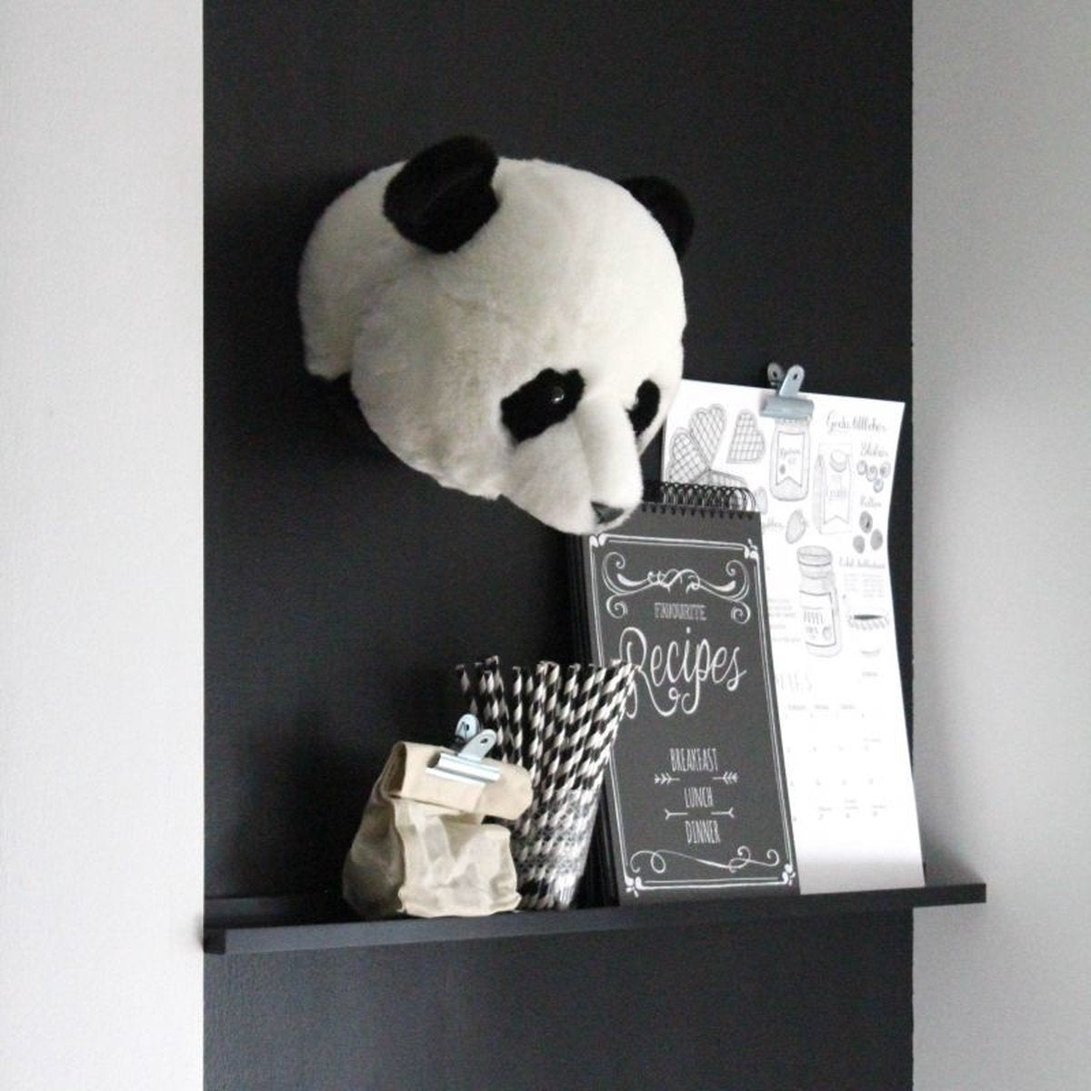 Wild & Soft Thomas dierenkop pluche wanddecoratie - Reuzenpanda