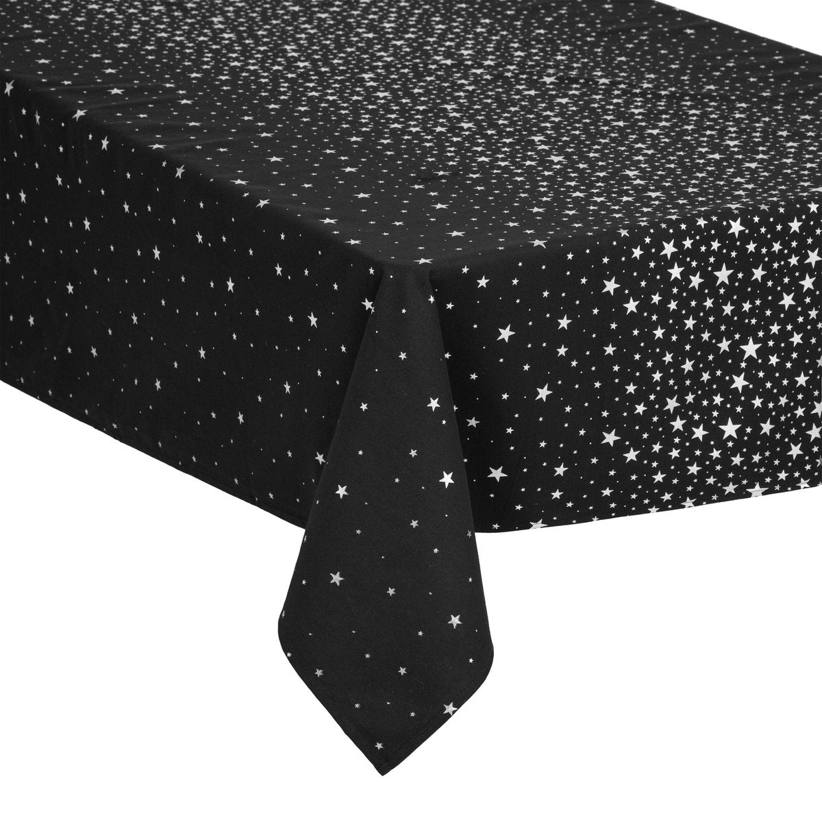 Nappe DELUXE Noël coton - Noir avec étoiles dorées ou argentées - 140 x 240 cm - Coton - Nappe de Noël