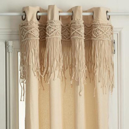 Gordijnen-Macrame ritueel 140x260, beige,merk Atmosphera Créateur d'intérieur