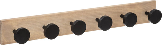 5Five Wooden coat hook 6 heads - Black - Coat rack