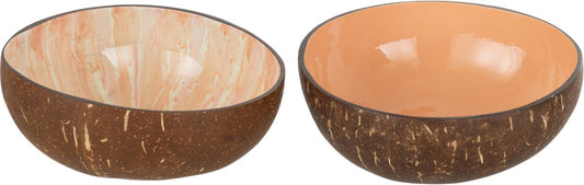 J-Line Demi sphère en bambou coco D13x6,5cm - Lot de 2 - Orange/Rouille