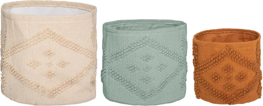 Ensemble panier en tissu Atmosphera Safari - Lot de 3 - Rangement - Panier - 3 coloris - Coton - Pot de fleurs