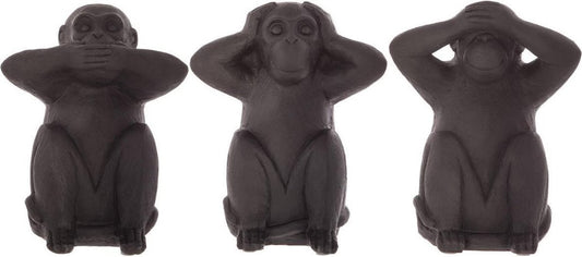 Atmosphera Singe résine entendre voir et ne pas dire le mal - 3 pièces - H23 - Singes de la sagesse - Figurines - Grand modèle