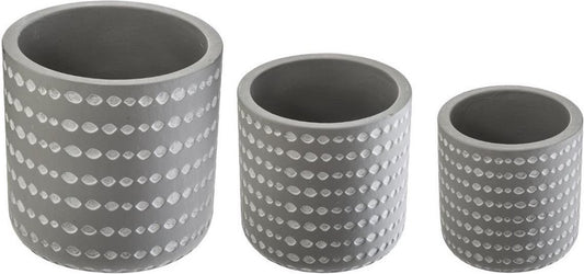 Atmosphera set of 3 flower pots - Cache pot - Flower pot - Earthenware - Gray