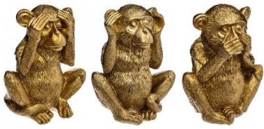 GOLDEN MONKEYS HEAR SEEN SILENCE figurines - large model - 17 cm high - ass. 3