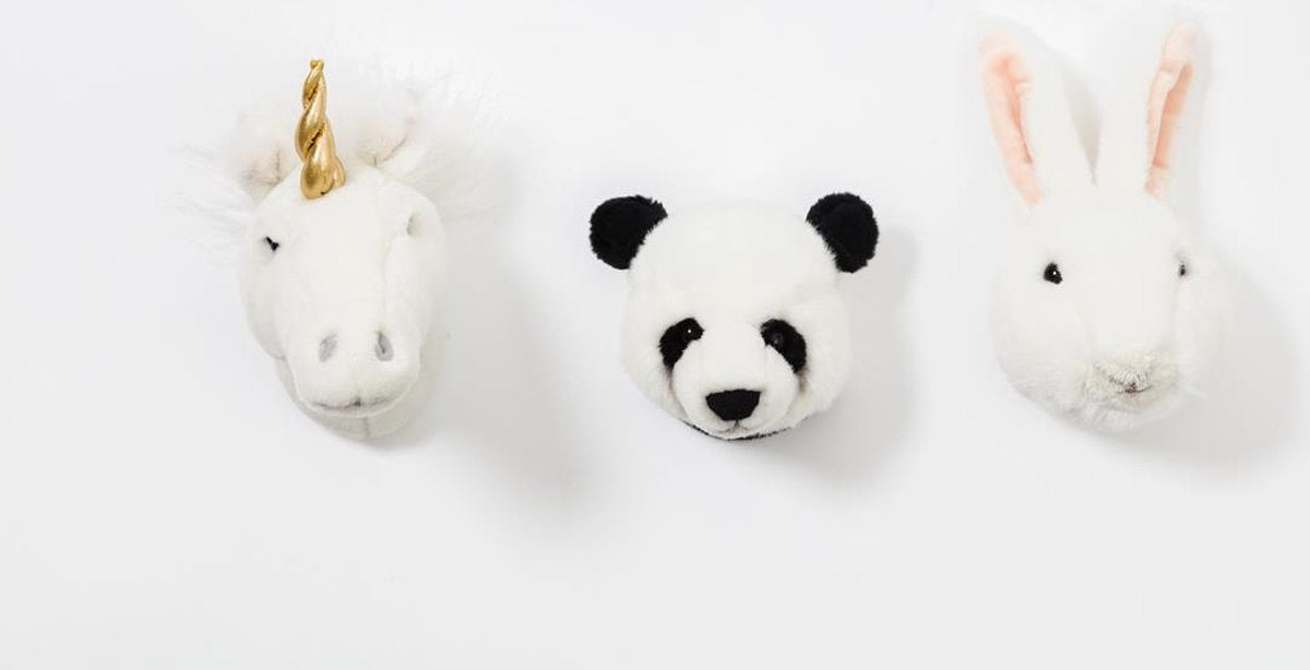 Wild &amp; Soft Baby Room Accessories - Mini Animal Heads - White