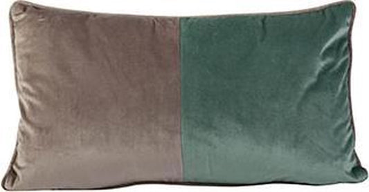 Cosy &amp; Trendy Coussin velours gris/vert - 50x30x10cm - Polyester