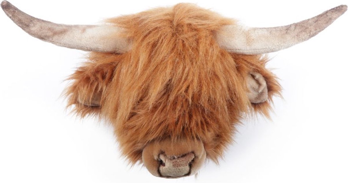 Wild &amp; Soft Nicolas animal head plush wall decoration - Highland Cow