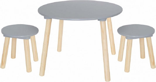 Jabadabado Houten kindertafel met twee krukjes - Grijs