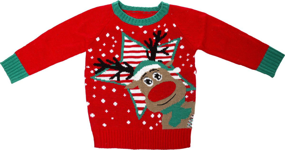 Kersttrui rendier kind - Kerst trui kinderen - 6-8 jaar - Christmas sweater - Jongens en meisjes