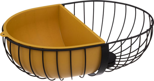 Metal fruit bowl/fruit basket with inset box black/ochre yellow 30 x 20 cm - Fruit bowls/fruit baskets - Metal wire basket