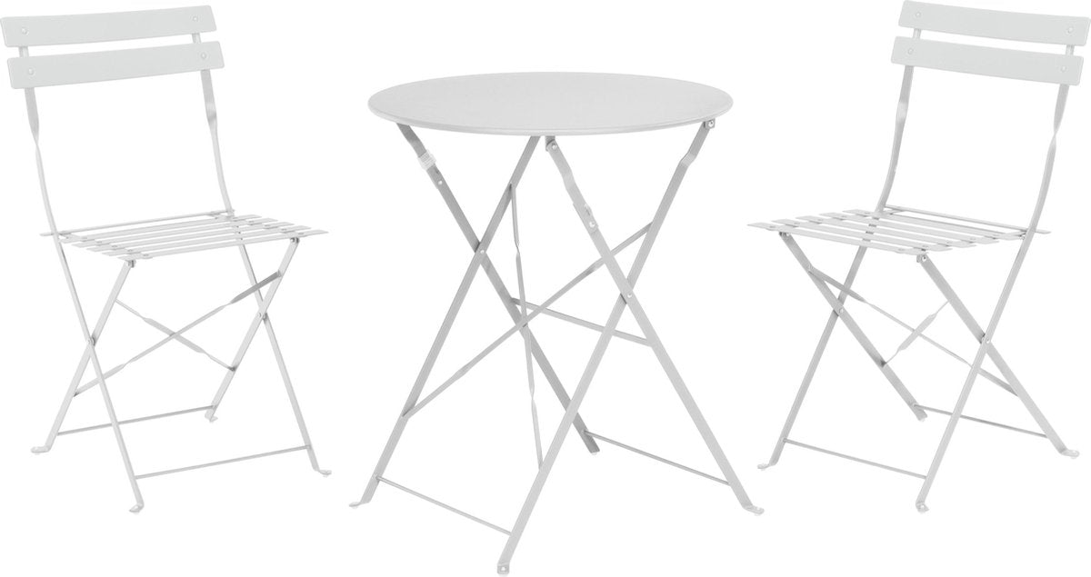 Pro Garden Bistroset - Bistrotafel + 2 Bistrostoelen - Lichtgrijs