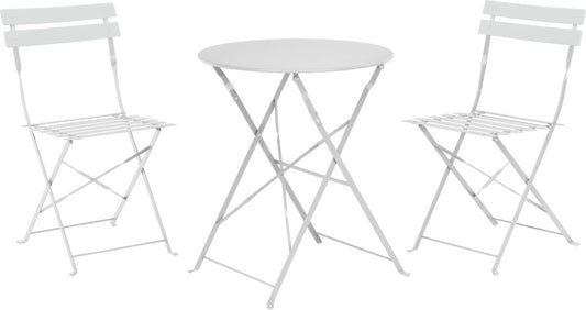 Bistro set light gray 3 pieces - patio furniture - garden furniture - 2 chairs 1 table - foldable