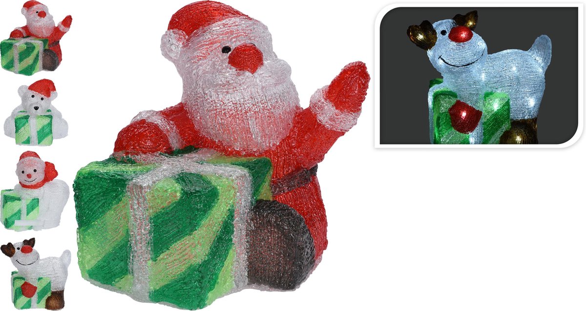 Kerstdecortatie - Kerstverlichting - Beeldje met LED licht - Kerstman - Kerstbeer - Sneeuwman - Hert - H26