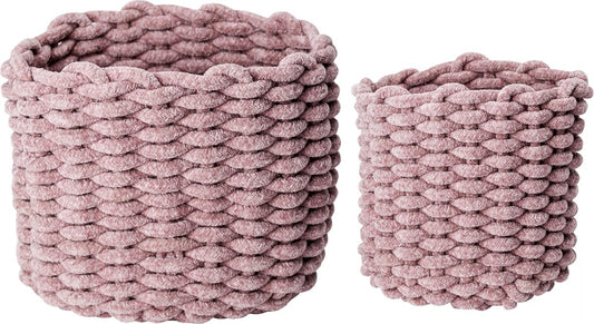 Cosy &amp; Trendy Panier en Velours Rose Lot de 2