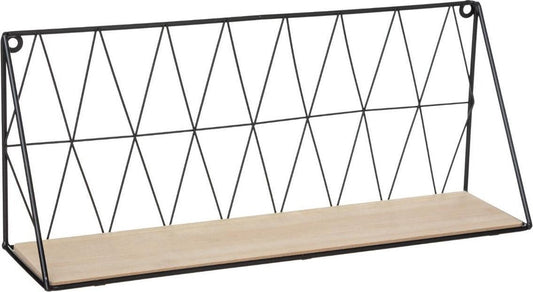 Wandplank - hout - metaal - zwart - wandrek - 48 cm