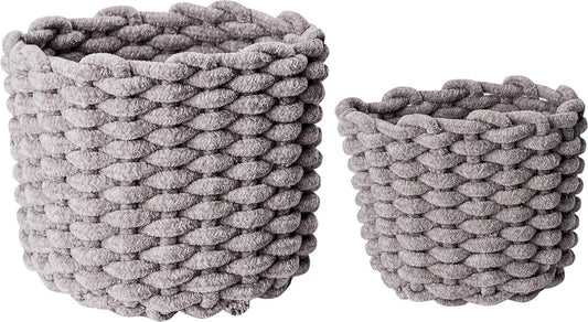 Cosy &amp; Trendy Panier en Velours Gris Lot de 2