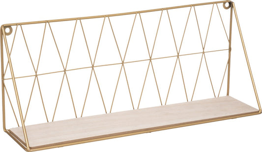 Wall shelf - wood - metal - gold - wall rack - 48 cm