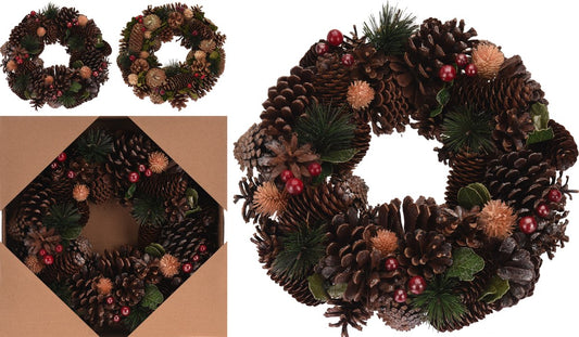 Couronne de Noël avec pommes de pin 33 CM - Décoration de Noël - Noël - A accrocher à la porte