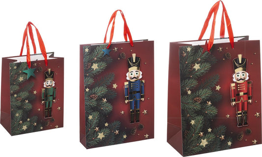 Set Gift Bag Nutcracker Christmas 3 pieces - Christmas wrapping bag - 3 different sizes - Gift bag