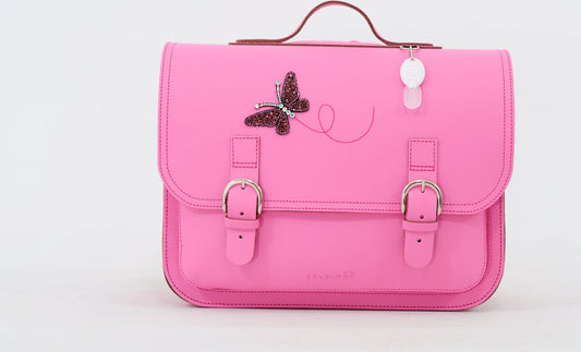 Own Stuff Leather Bookbag - Pink - Butterfly - Primary school