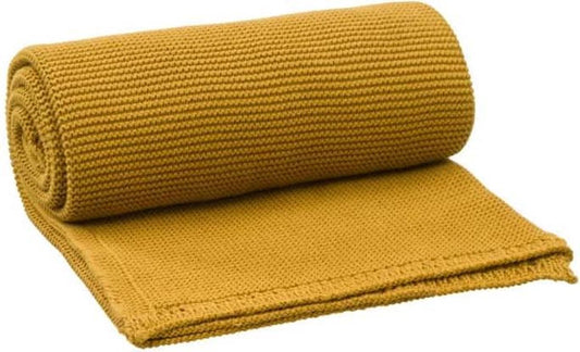 Fresk knitted blanket uni Mustard