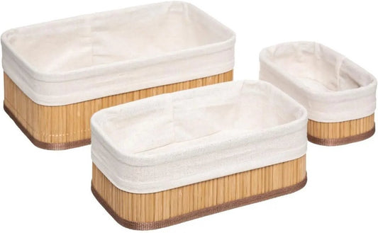 5Five Set of 3 bamboo bread baskets - bread basket - bread baskets - bread - bamboo - storage - breakfast - bread basket