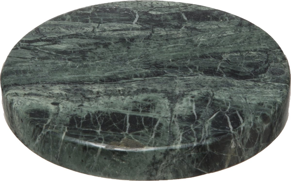 5Five Onderzetter set van 4 marmer - Groen - Dia 10 cm - Glas onderzetter