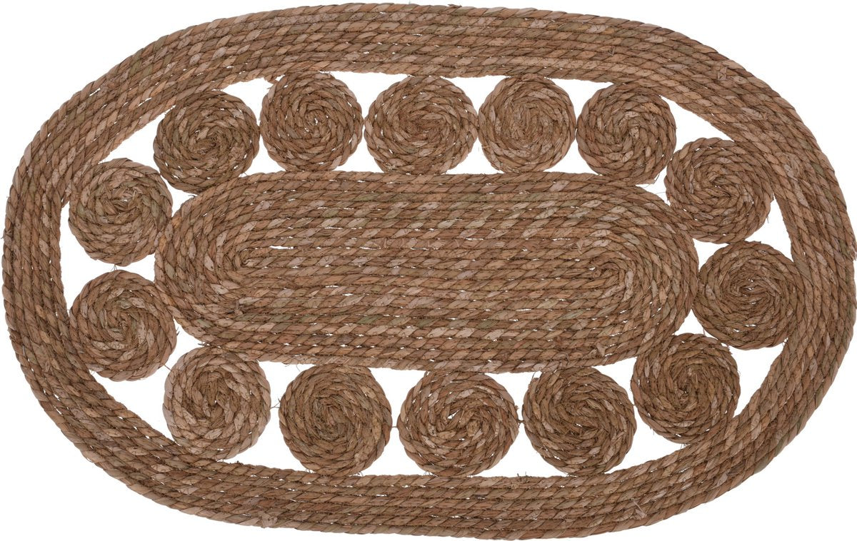 Doormat Oval - Braided - 80 x 50 cm - Rug - Jute