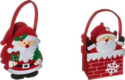 Christmas bag felt set of 2 - Wrapping bag - Gift bag - Felt - Santa Claus - 2 pieces - H20 cm