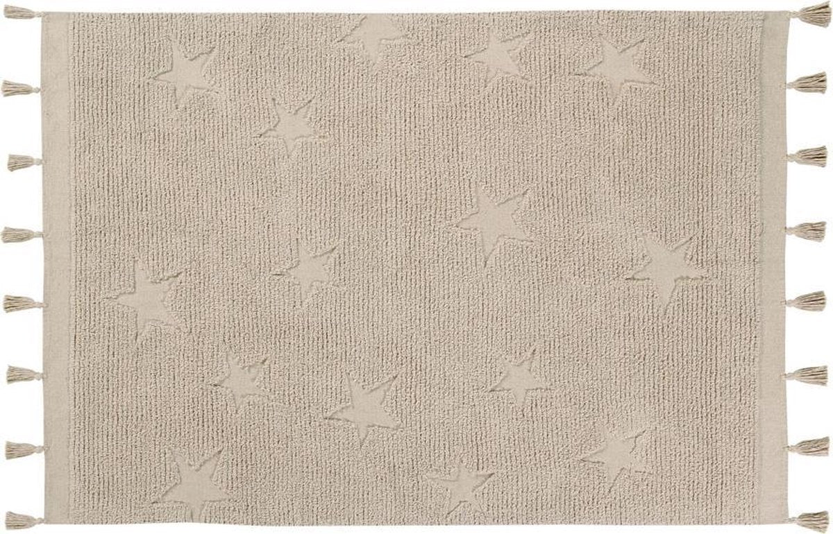 Lorena Canals Wasbaar katoen vloerkleed - Hippy Stars Natural - 120x175cm