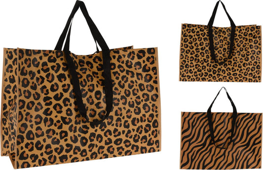 Lot de 2 sacs shopping imprimé animalier - 70 cm - Big shopper - Sac à linge