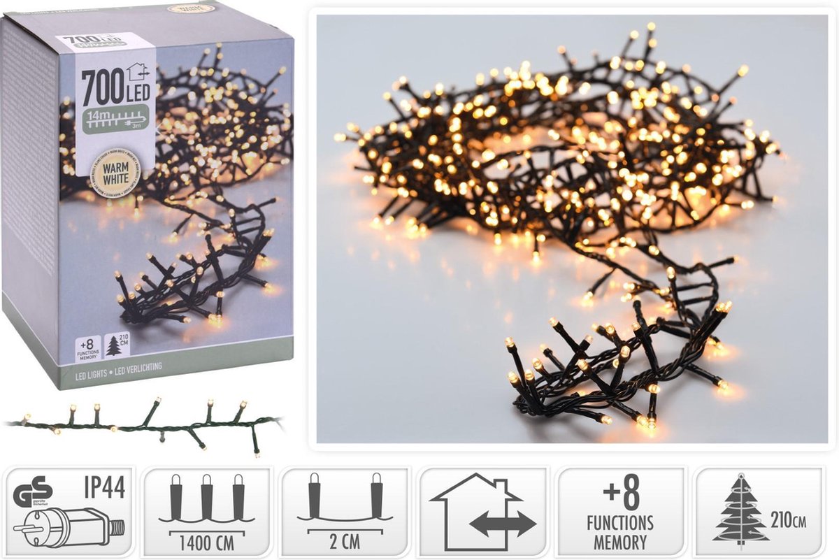 Micro Cluster 700 LED's -14 meter - warm wit