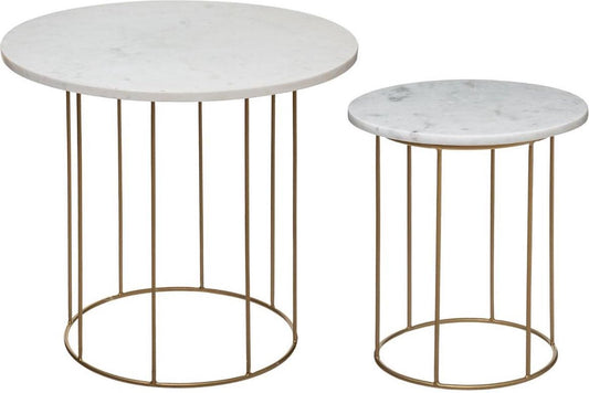 Atmosphera Marble side table set 2 - Gold-colored and marble - Coffee table