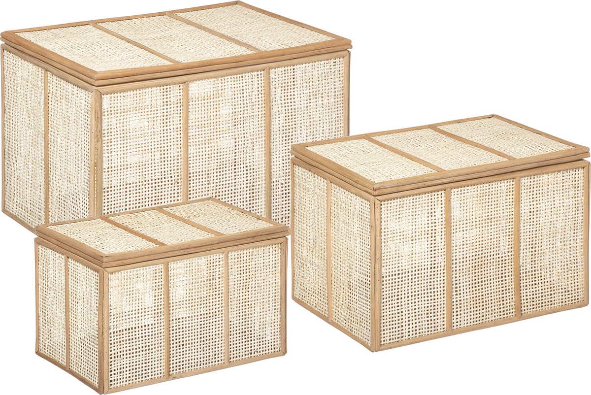 Atmosphera Rotan kisten set - Opberger - Decoratie - 3 Stuks - Opbergkist - Opbergkoffer