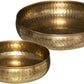 Schalen set van 2 stuks goudkleurig bewerkt metaal d. 30.5cm en 20 cm
