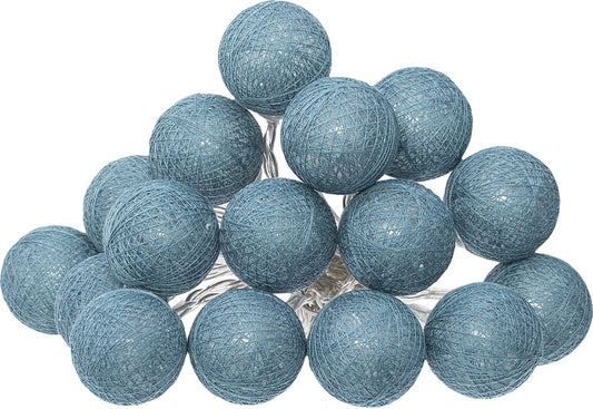 Atmosphera LED Party Lights Folk balls blue - Cotton string lights - Cotton ball - 16 Balls - Dia 3.5 cm - Garland