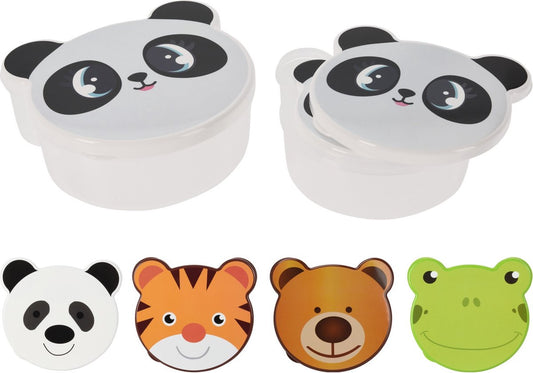 Snack boxes Animals - Cookie boxes - Set of 4 - Frog / Tiger / Bear / Panda - Total of 16 boxes