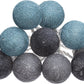 Atmosphera LED Feestverlichting Land balletjes blauw en grijs tinten - Lichtslingers katoen - Cotton ball - 10 Ballen - Dia 6 cm - Guirlande