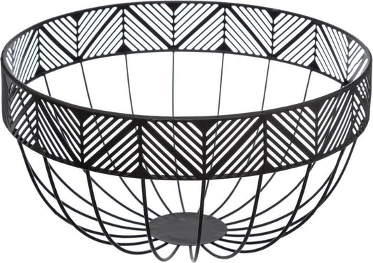 Fruitschaal/fruitmand rond zwart metaal 25 cm - Fruitschalen/fruitmanden - Draadmand van metaal