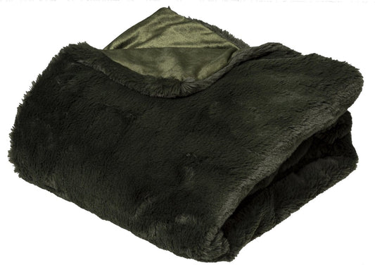 Atmosphera Plaid faux fur Khaki - 125 x 150 cm - Extra soft