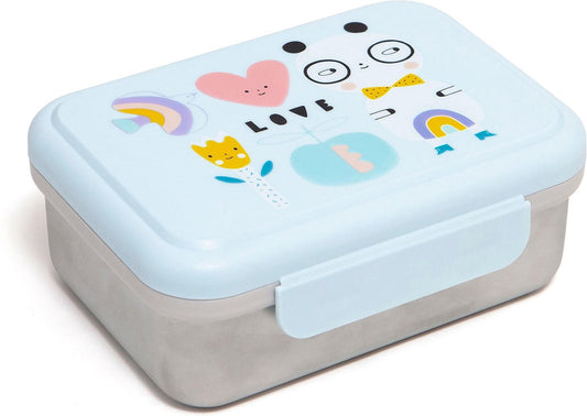 Petit Monkey Lunchbox van roestvrij staal, panda - Brooddoos - Broodtrommel - Blauw