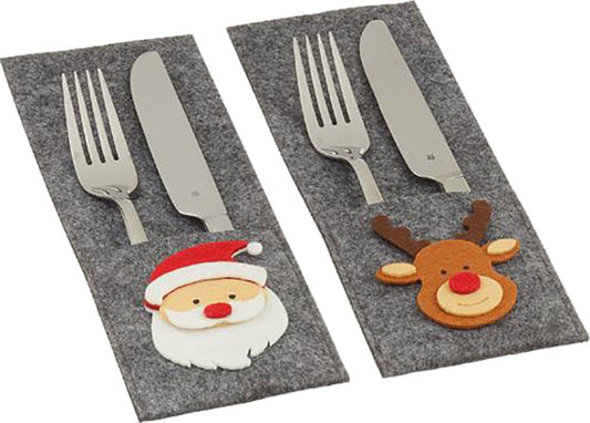 Cutlery bag Felt - Christmas - Santa Claus and Reindeer - Set of 4