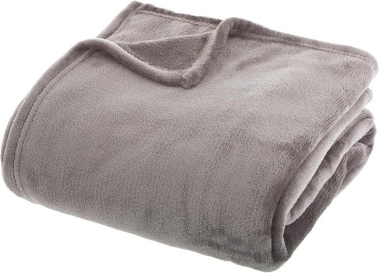 Atmopshera Couverture polaire flanelle unie Plaid - 180x230 cm - Gris clair